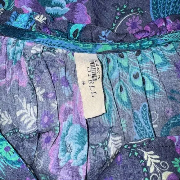 Spell & The Gypsy Boheme Ruffle Blouse | Peacock Floral Print | Medium - Picture 9 of 13